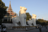 Lion Statues Guarding Entrance